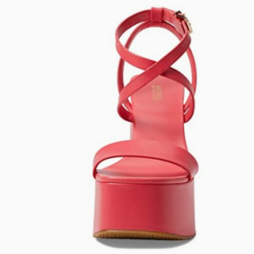 NWB Michael Kors Paola Leather Wedge Sandal - Picture 12 of 13